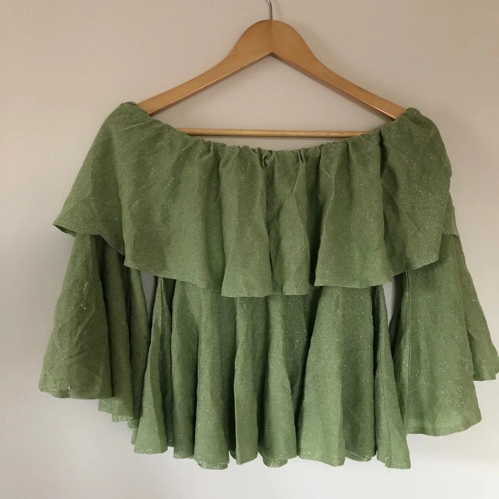NWT Goodnight Macaroon off shoulder tiered top S - Picture 12 of 12